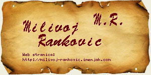 Milivoj Ranković vizit kartica